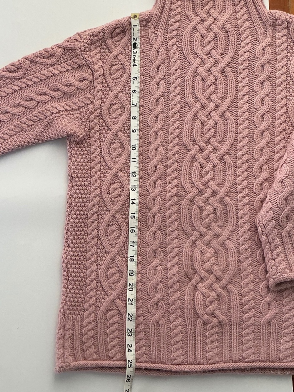 Aran Crafts Ireland Sweater Pink Soft Merino Wool Cable Knit EUC Womens Medium - Picture 8 of 13